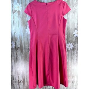 Coldwater Creek Dress Size Sz 12 Pink Coral A Line Cap Sleeves Wide Neck Pleated